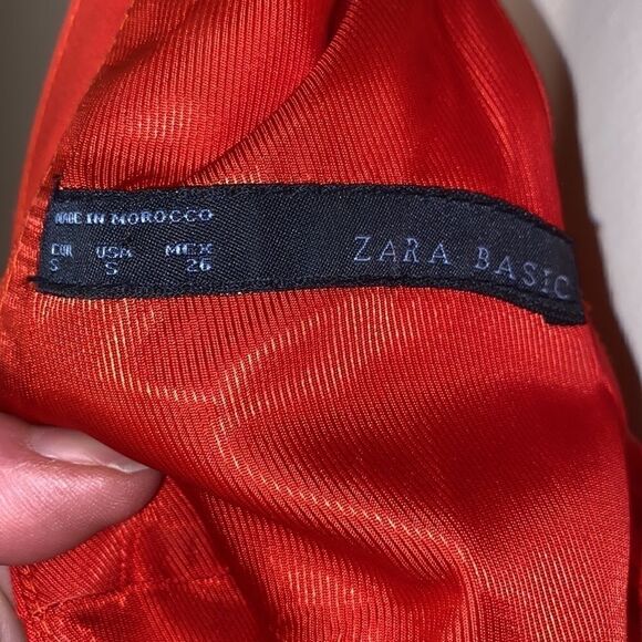 Zara Basic Red Orange Open  Back Sheath Dress (Size Small) - Picture 6 of 11